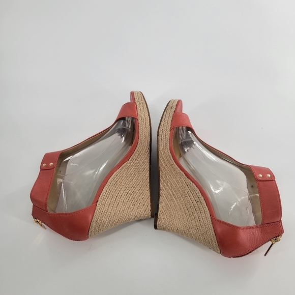 Michael Kors Coral Leather Wedge Sandals Size 8.5 - Picture 3 of 5
